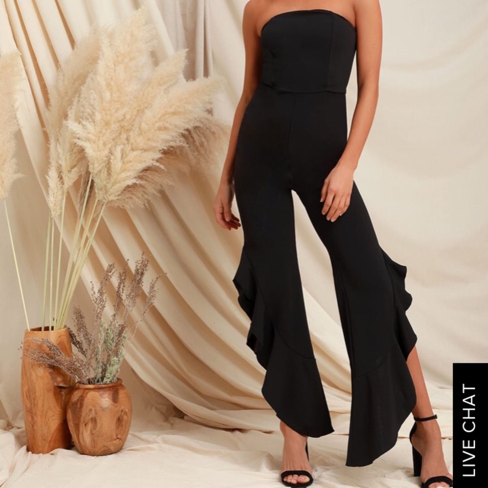 Lulus Black strapless jumpsuit